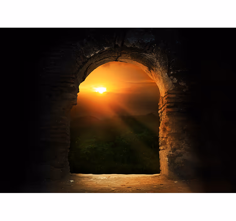 Fototapete landschaften sonnenuntergang durch bogen - TenStickers