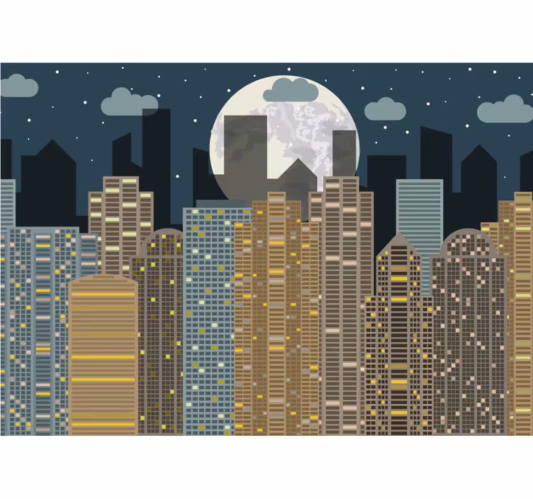 Fototapete städte urbaner horizont nacht - TenStickers