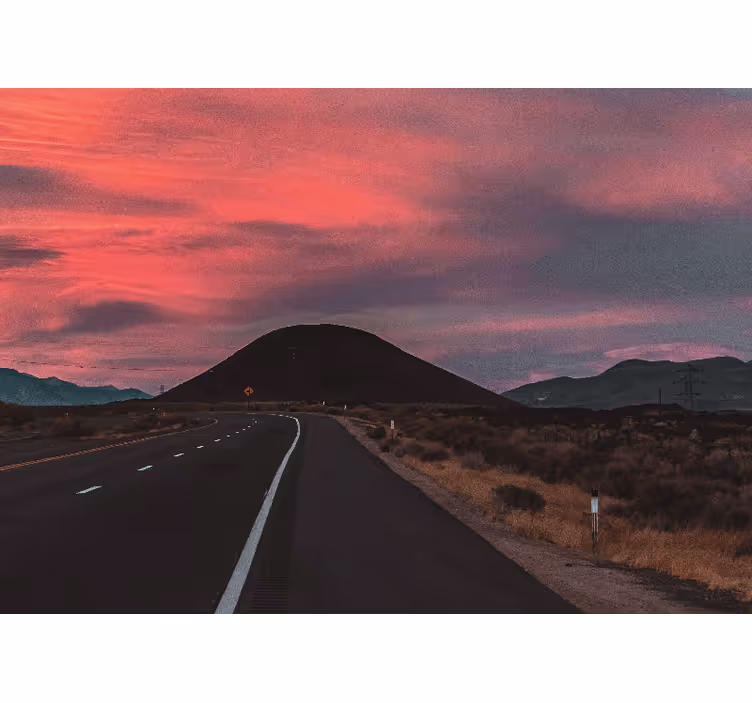 Fototapete landschaften wüsten sonnenuntergang straße - TenStickers