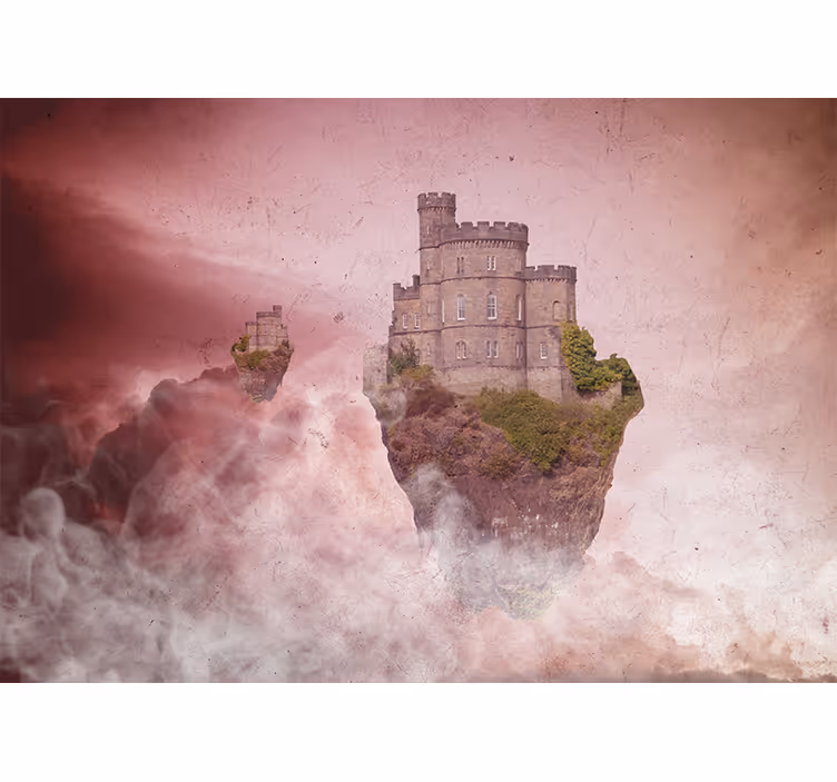 Fototapete fantasie schwimmendes schloss landschaft - TenStickers