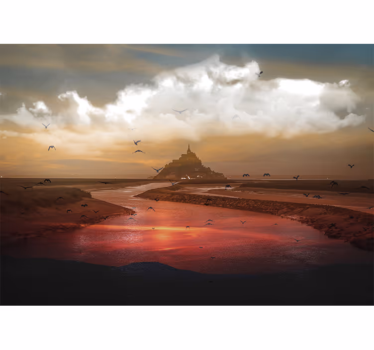 Fototapete landschaften inspiriert von mont saint michel - TenStickers