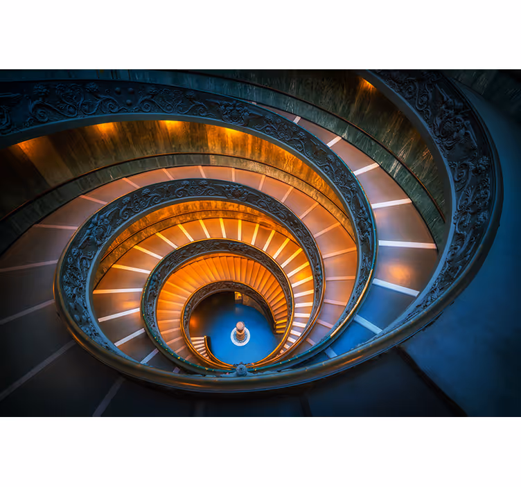 Fototapete landschaften mit spiraltreppenbeleuchtung - TenStickers