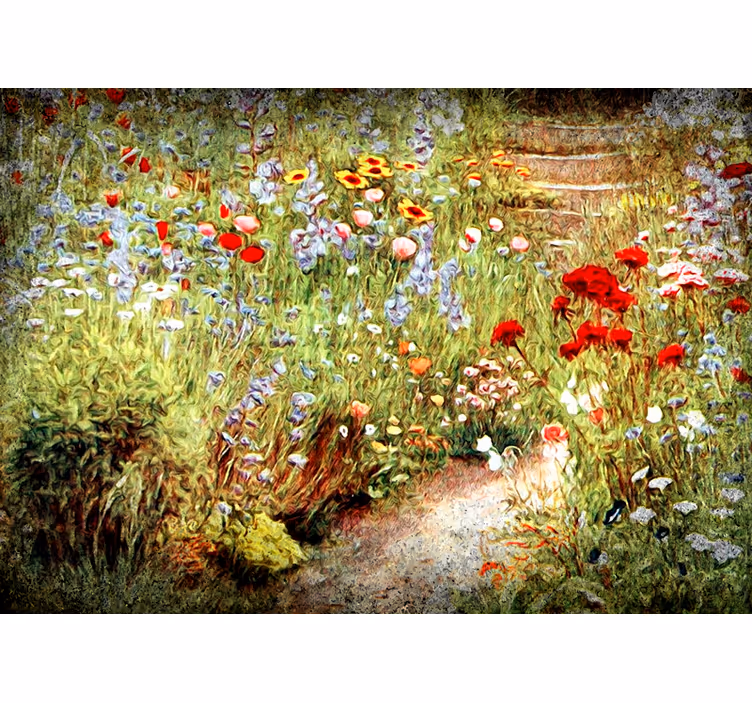 Fototapete blumen wegszene mit blumen - TenStickers
