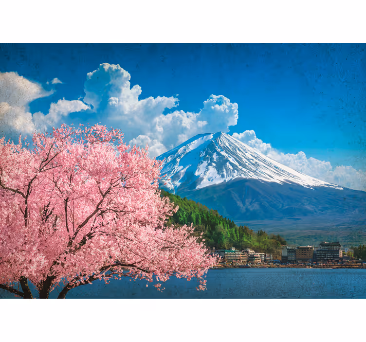 Fototapete landschaften berge und kirschblüten - TenStickers