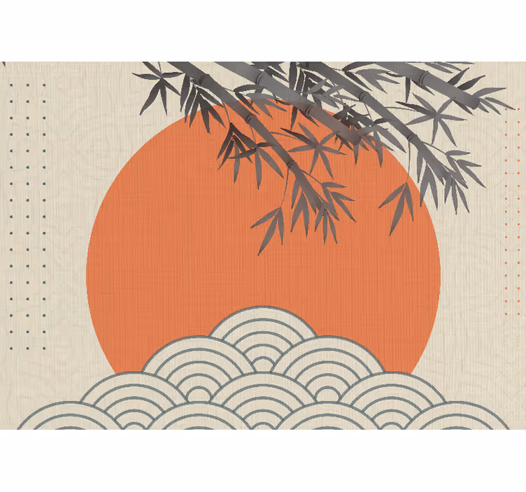 Fototapete zen bambus und orangen sonne - TenStickers