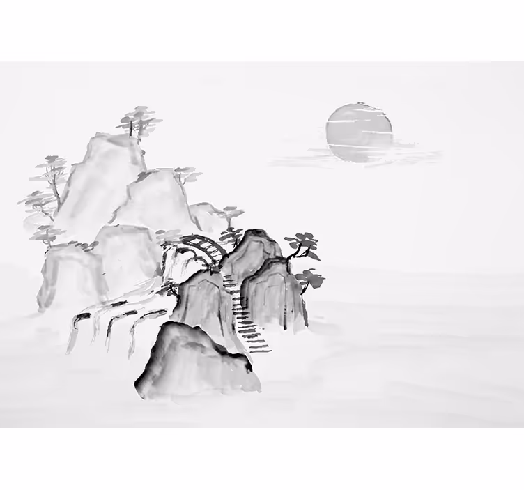 Fototapete zen berglandschaft szene - TenStickers