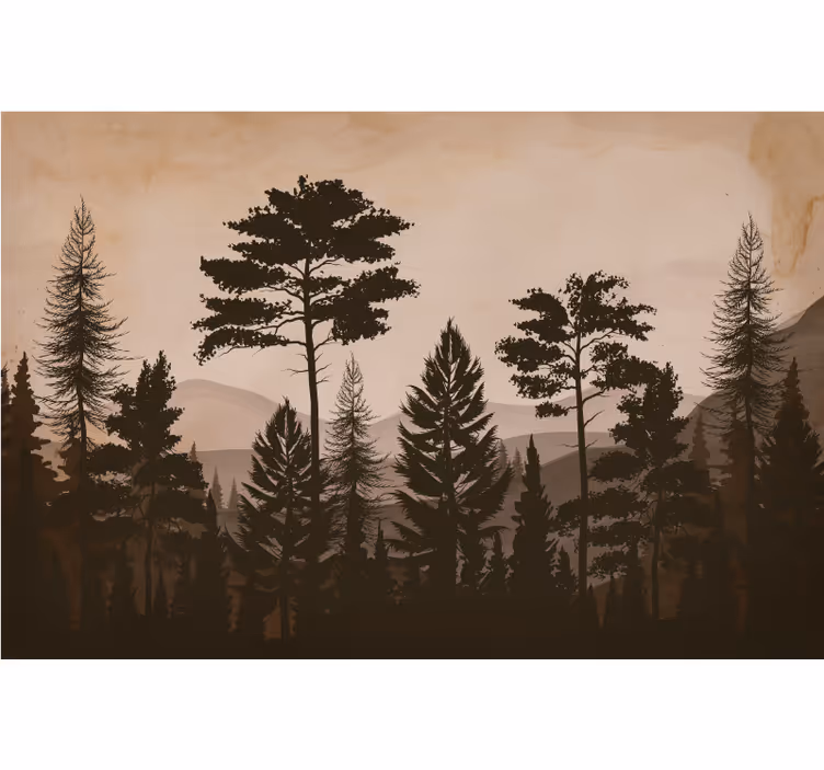 Fototapete natur silhouette waldlandschaft - TenStickers