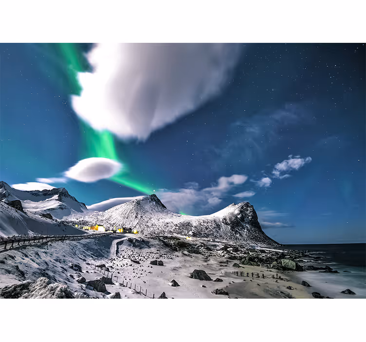 Fototapete landschaften nordlichter perspektive - TenStickers