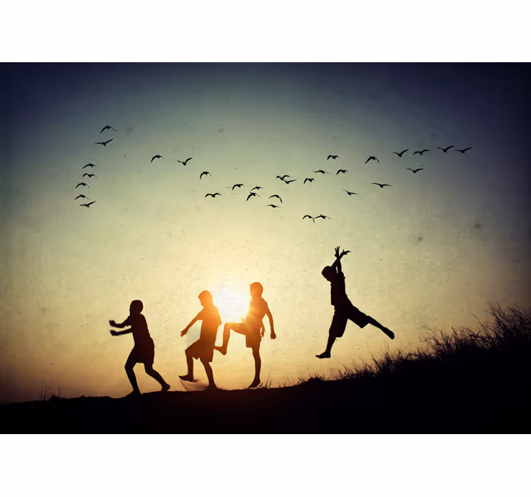Fototapete menschen kinder spielende silhouette - TenStickers