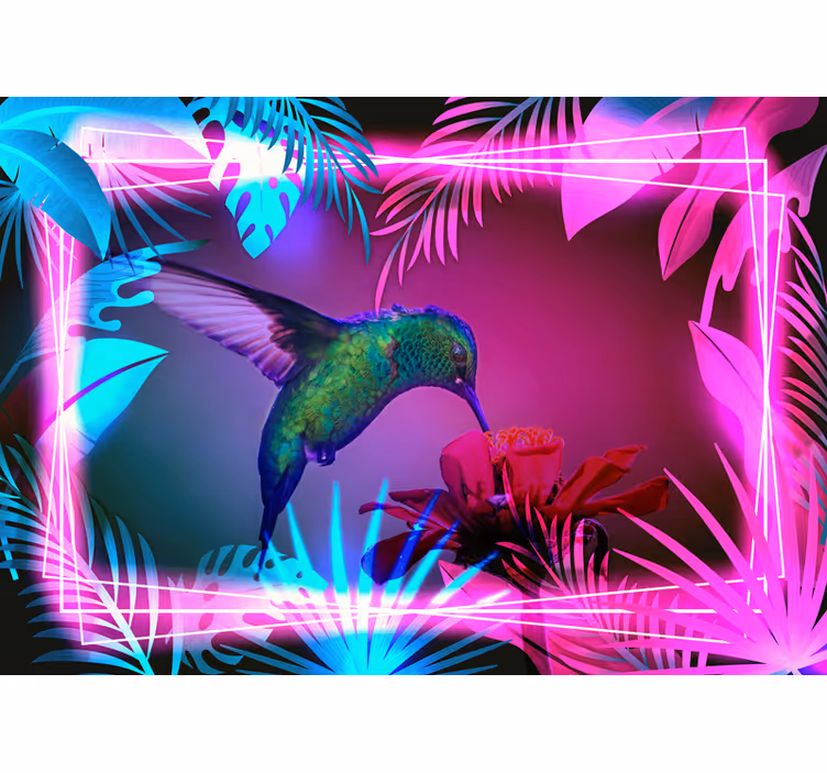 Fototapete Tiere kolibri und blumen - TenStickers