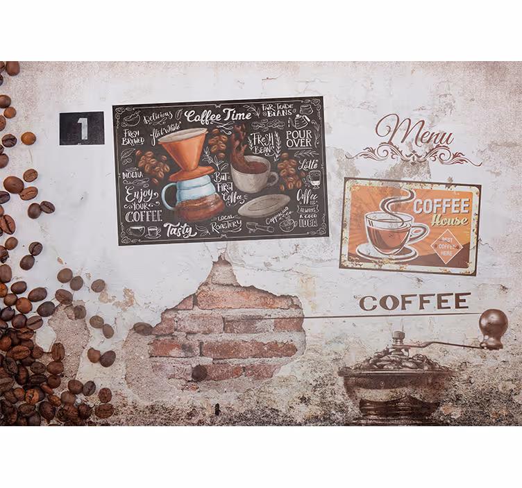 Fototapete sprüche kaffeezeit menü - TenStickers