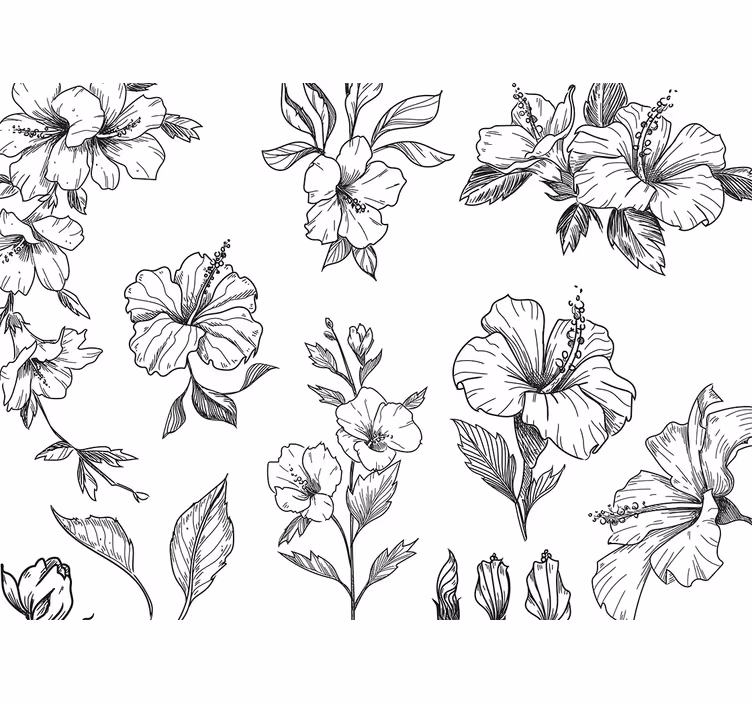 Fototapete blumen hibiskus blumenmuster - TenStickers