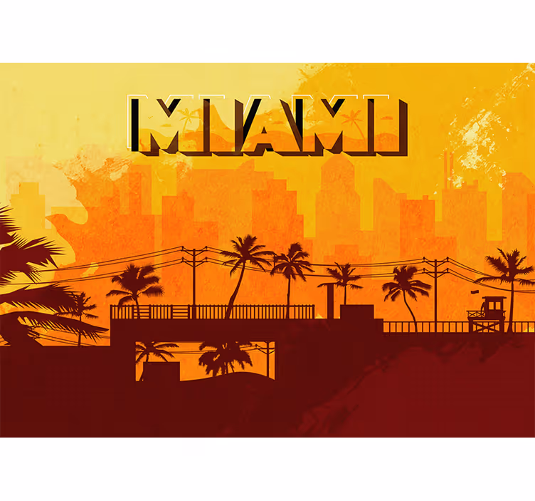 Fototapete städte miami skyline sonnenuntergang - TenStickers