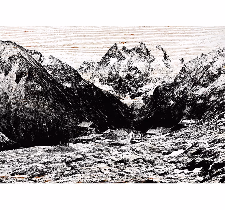 Schwarz weiss schweizer berge fototapete - TenStickers