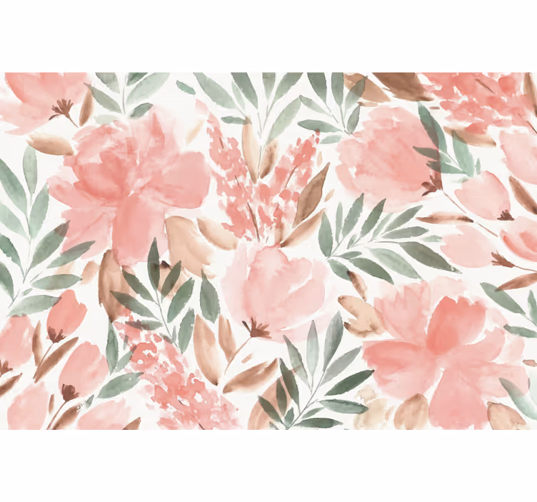 Panorama Fototapete papiermalerei mit panoramischem blumenmuster - TenStickers