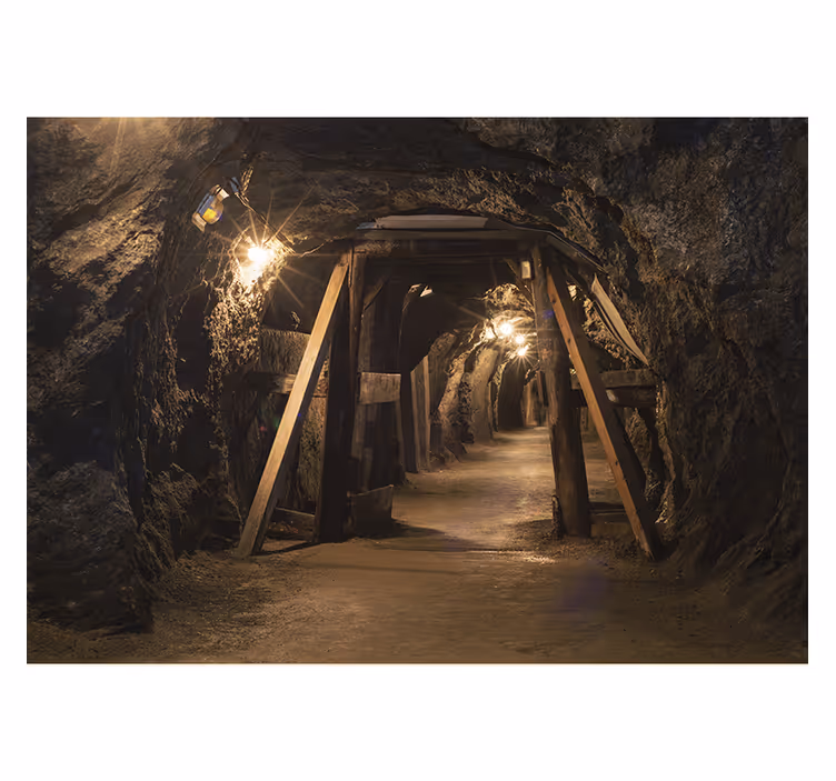 Fototapete Wohnzimmer Holzbild einer Goldmine - TenStickers