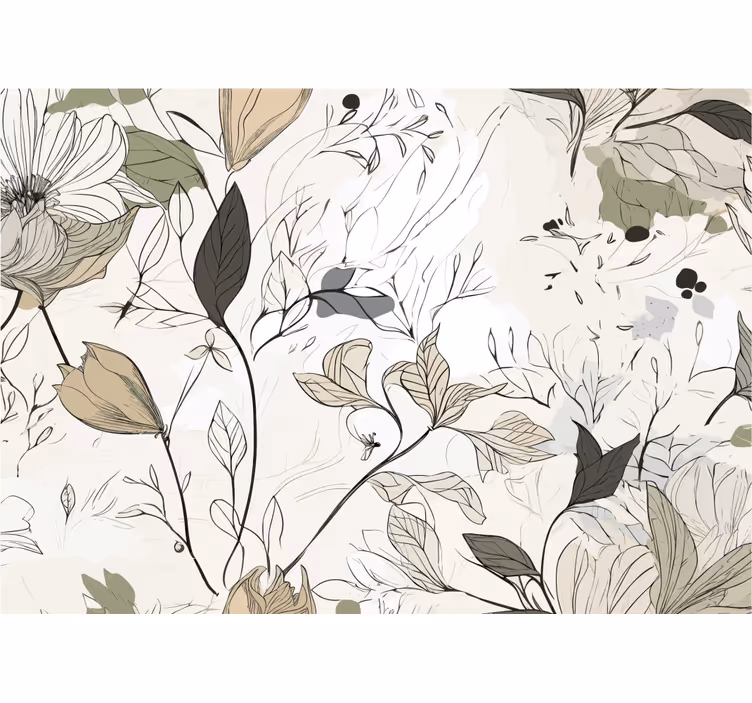 Fototapete Badezimmer Blumen Zeichnung - TenStickers