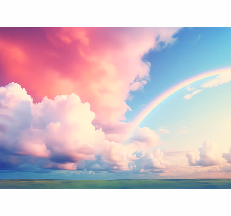 Fototapet Kinderzimmer rosa Himmel Regenbogen - TenStickers