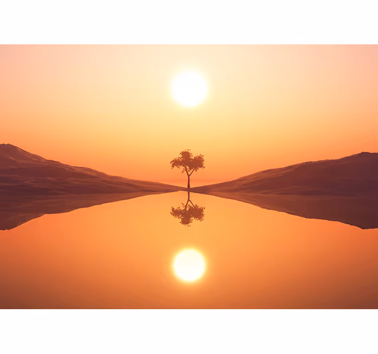 Fototapete Landschaften ruhiger sonnenaufgang am see - TenStickers