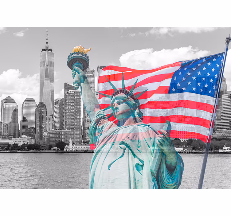 Fototapete New York komposition der freiheitsstatue - TenStickers