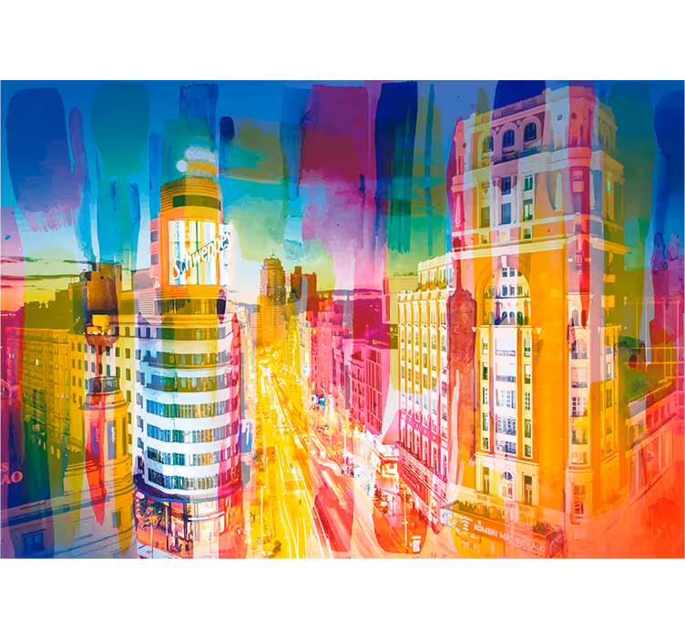 Fototapete Madrid urbanes chromatisches straßenbild - TenStickers