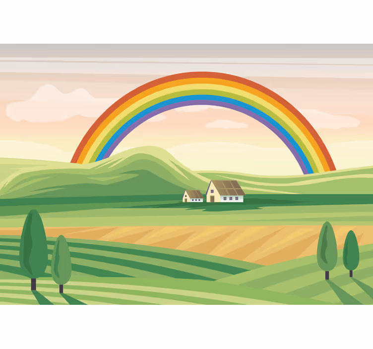 Fototapete Kinderzimmer regenbogen landschaft - TenStickers