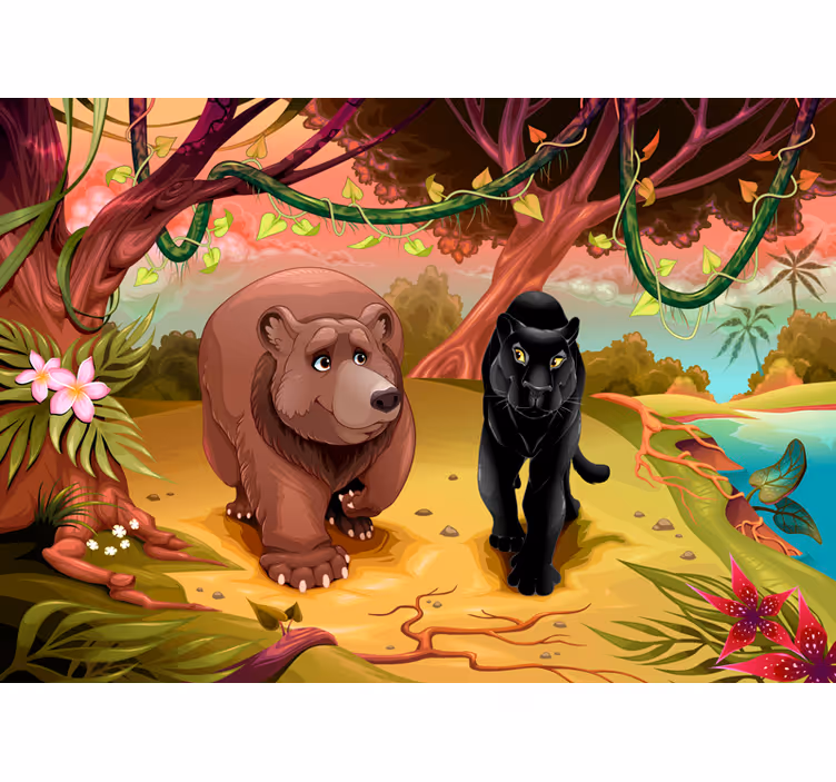 Fototapete Kinderzimmer verzauberte tierwelt - TenStickers