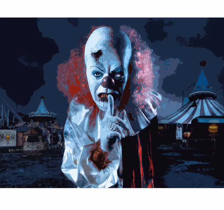 Fototapete Wohnzimmer gruseliger Clown - TenStickers