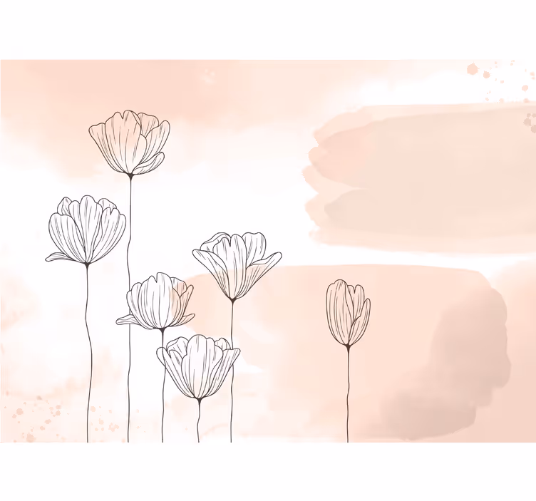 Tapete Wohnzimmer Andere Blumen Blumen Linien - TenStickers