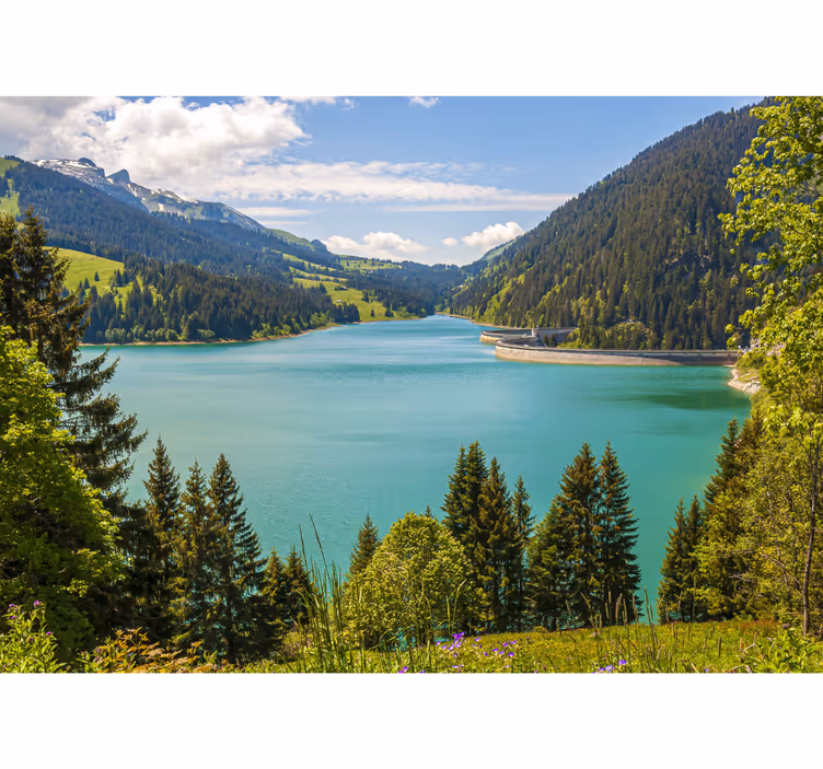 Fototapete Berge Flussblick - TenStickers