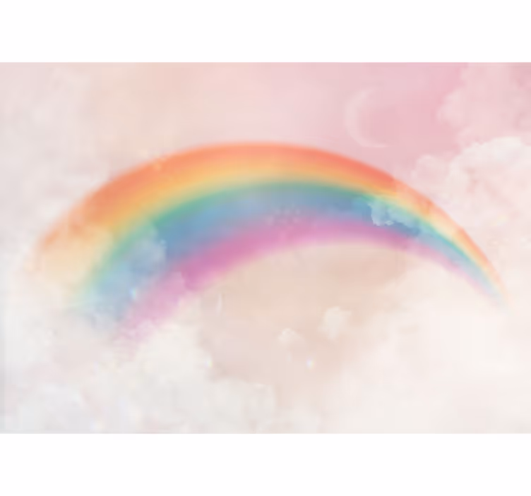 Fototapete Kinderzimmer Regenbogenwolken und bommeln - TenStickers