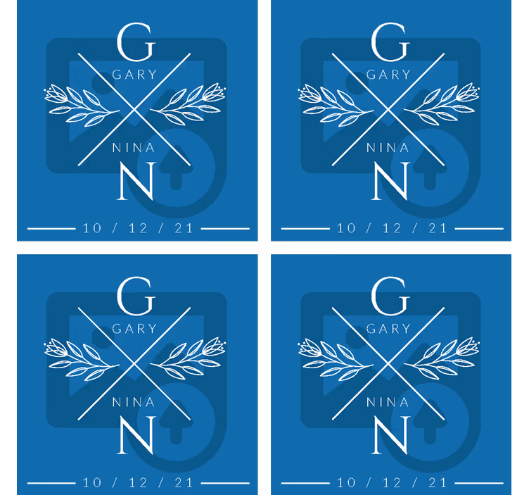 Bierdeckel hochzeit mit personalisierten initialen - TenStickers