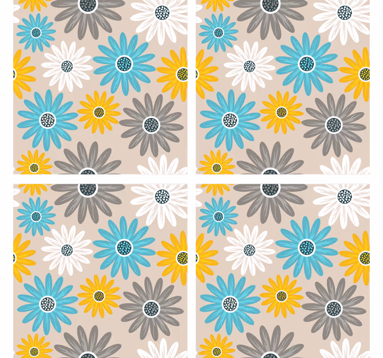 Untersetzer mit lebhaften blumenmotiven - TenStickers