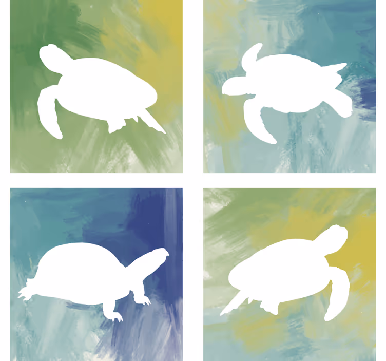 Untersetzer geek bunte schildkröten-silhouetten - TenStickers