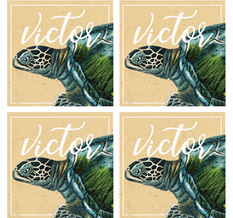 Untersetzer personalisiert schildkrötenillustration mit name - TenStickers