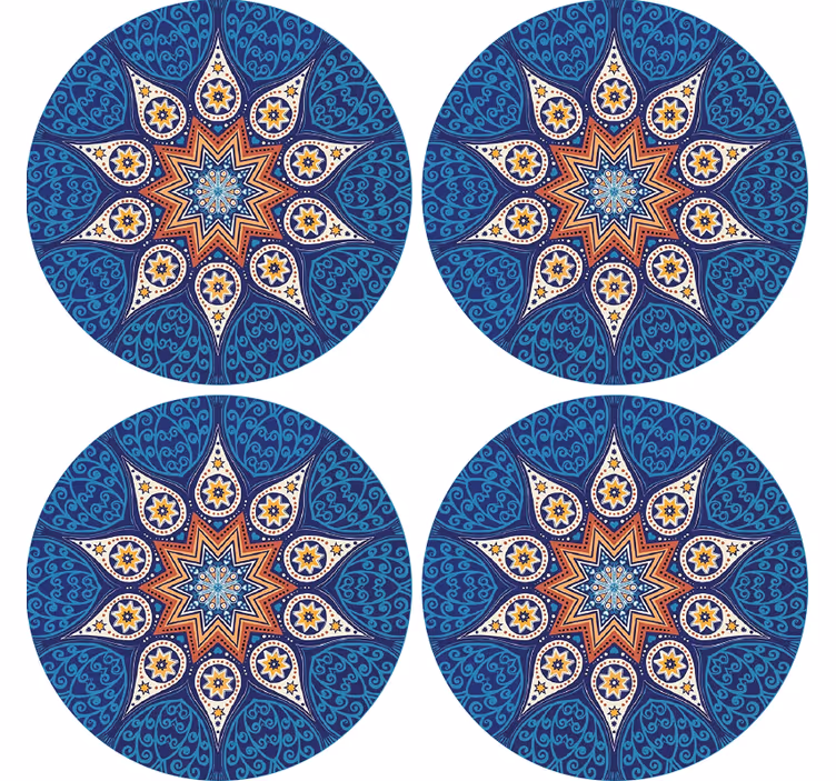 Untersetzer mit filigranem blauen mandala-design - TenStickers