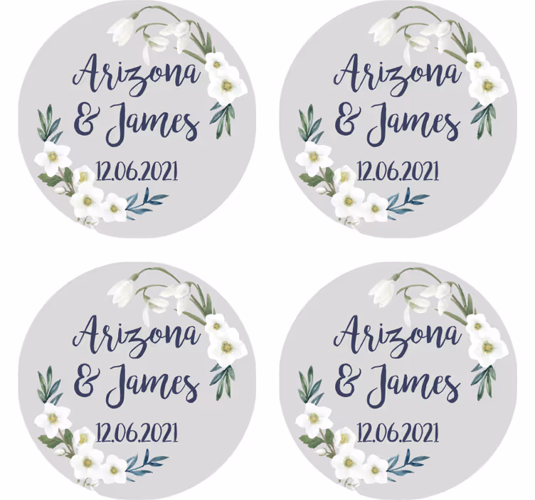 Untersetzer Hochzeit Blumenhochzeit anpassbar - TenStickers