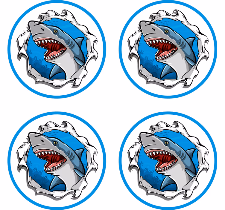 Untersetzer geek mit wütendem haifisch-motiv - TenStickers