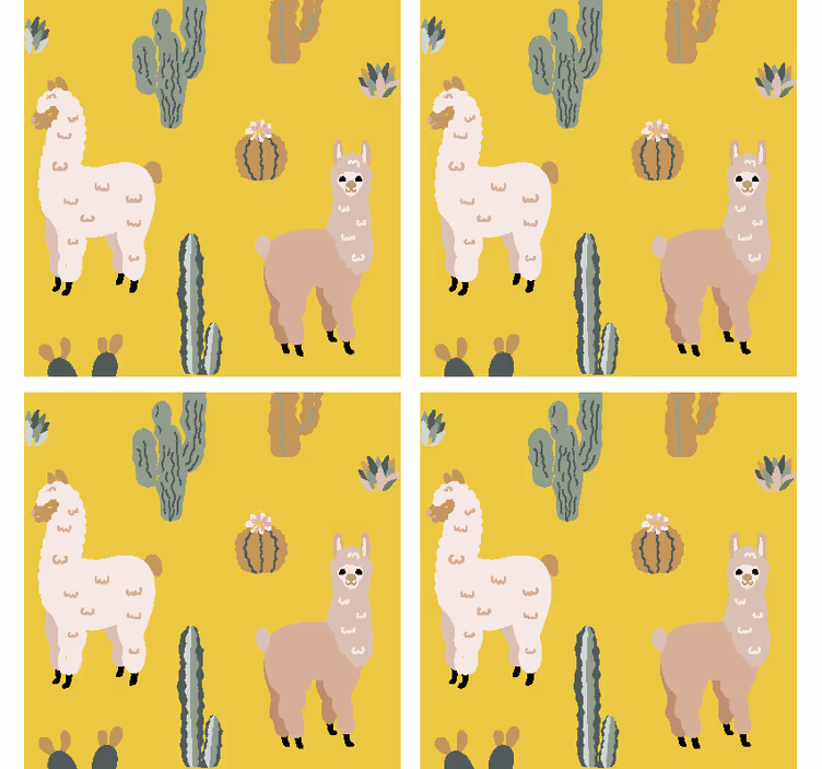 Untersetzer geek mit lama und kaktus muster - TenStickers