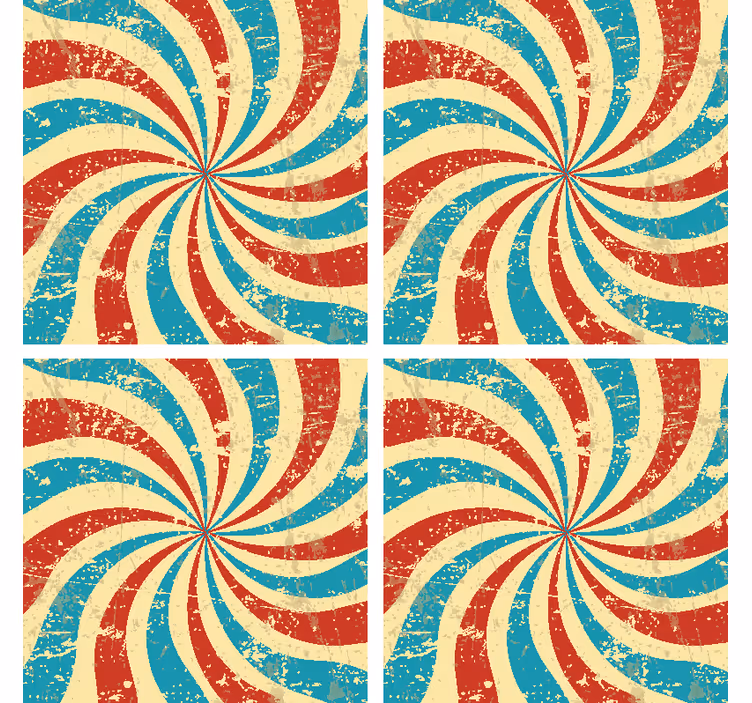 Vintage untersetzer mit wirbelndem rot blau muster - TenStickers