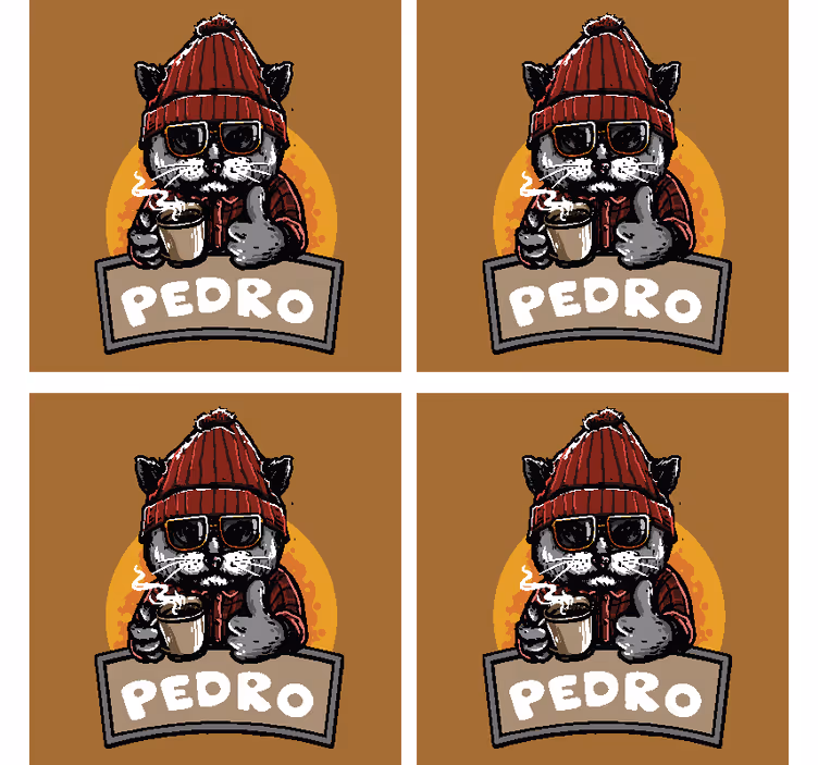 Untersetzer geek coole katze mit kaffee - TenStickers