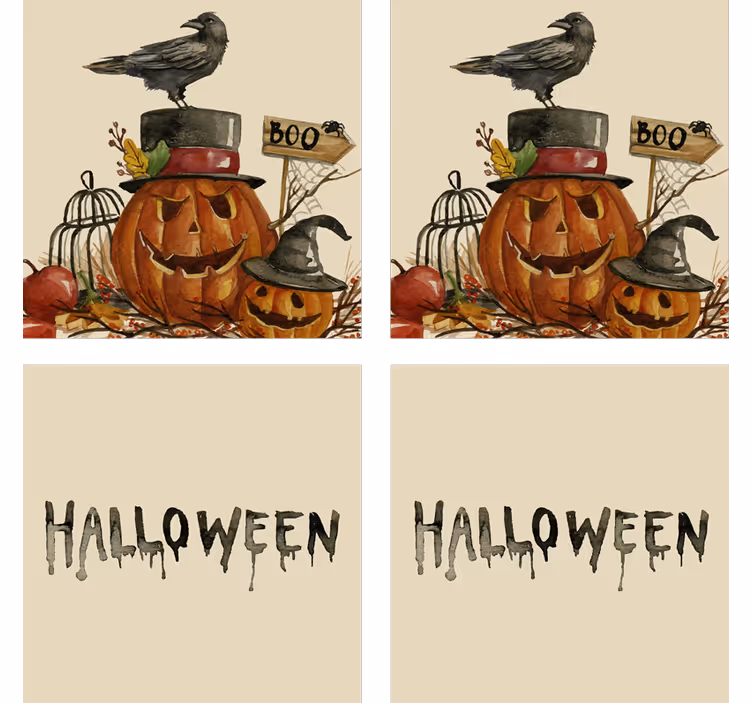Untersetzer halloween kürbis und krähen szene - TenStickers