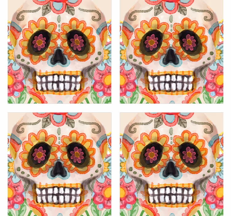 Untersetzer halloween bunte zuckerschädel - TenStickers