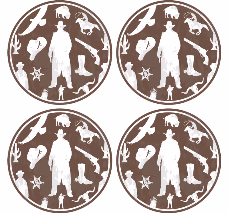Vintage untersetzer im western cowboy stil - TenStickers