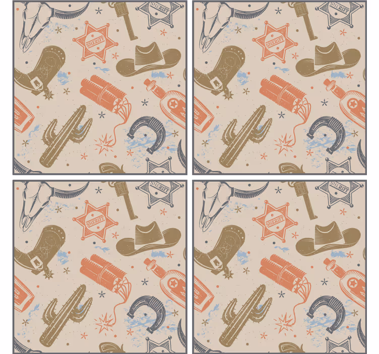 Untersetzer geek cowboy-themen elemente - TenStickers