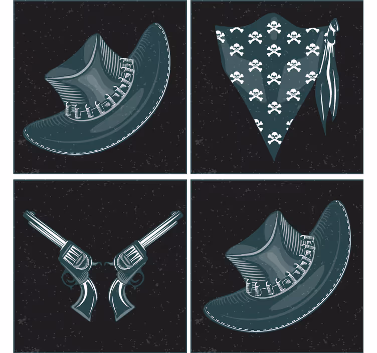 Untersetzer geek gekreuzte revolver und bandana - TenStickers