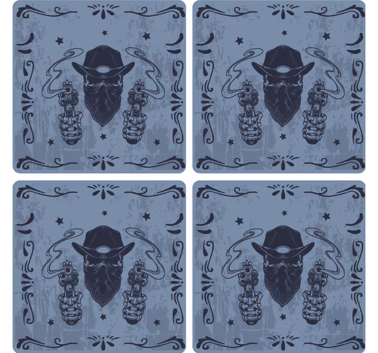 Untersetzer geek cowboy mit zwei pistolen - TenStickers