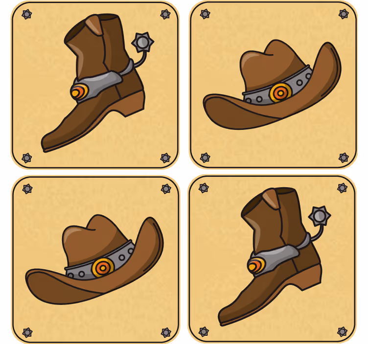 Untersetzer geek cowboyhut und stiefel - TenStickers