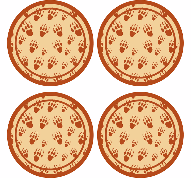 Vintage untersetzer mit braunem pfotenabdruck-kreis - TenStickers