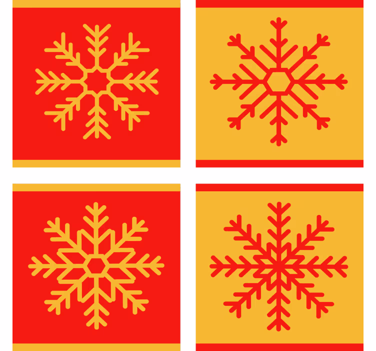 Untersetzer weihnachten rotes und gelbes schneeflockenmuster - TenStickers